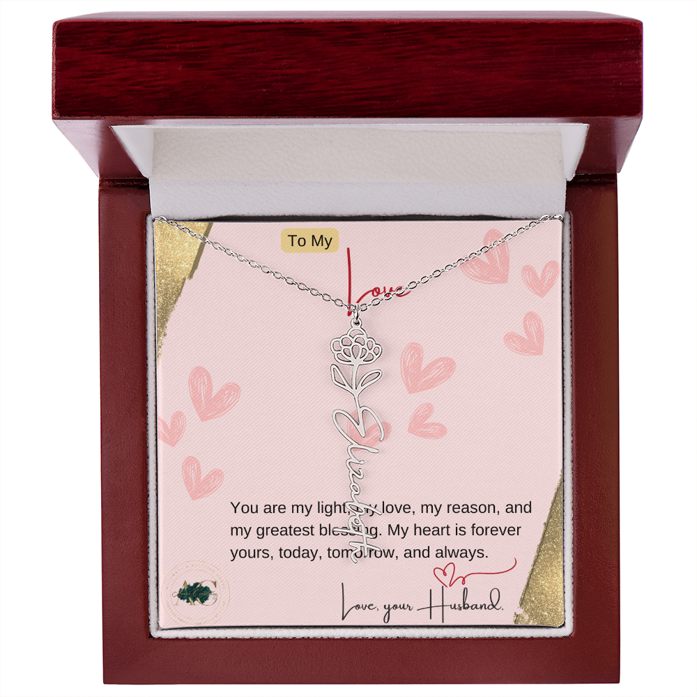 Custom Name Necklace with Personalized Message Card – Elegant Gift for Loved Ones