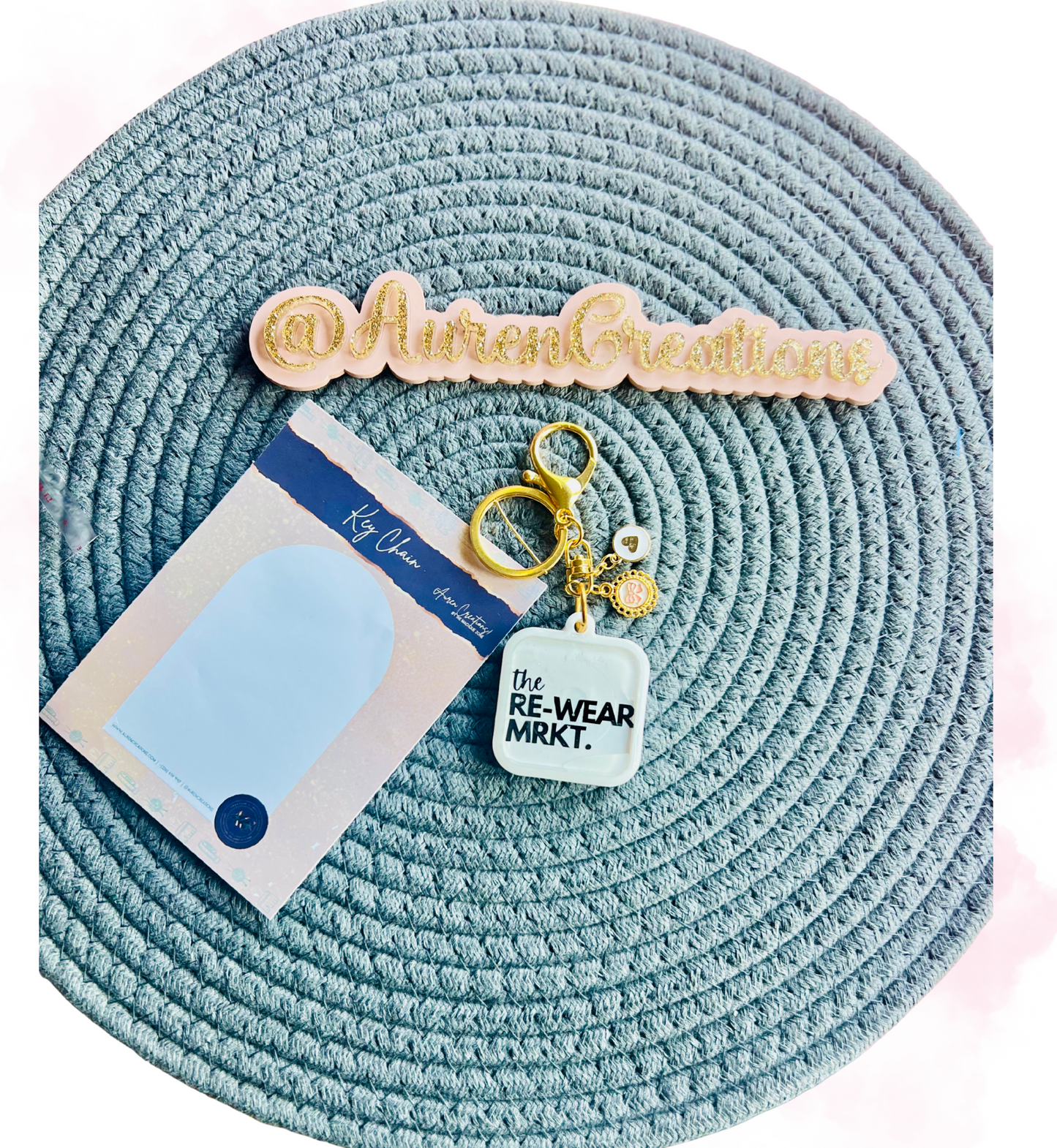 Custom Smart NFC business keychain in gold finish for instant contact sharing