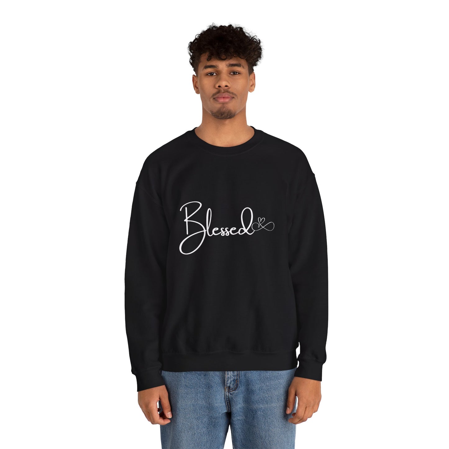 Black Blessed crewneck sweatshirt cotton-polyester blend all seasons