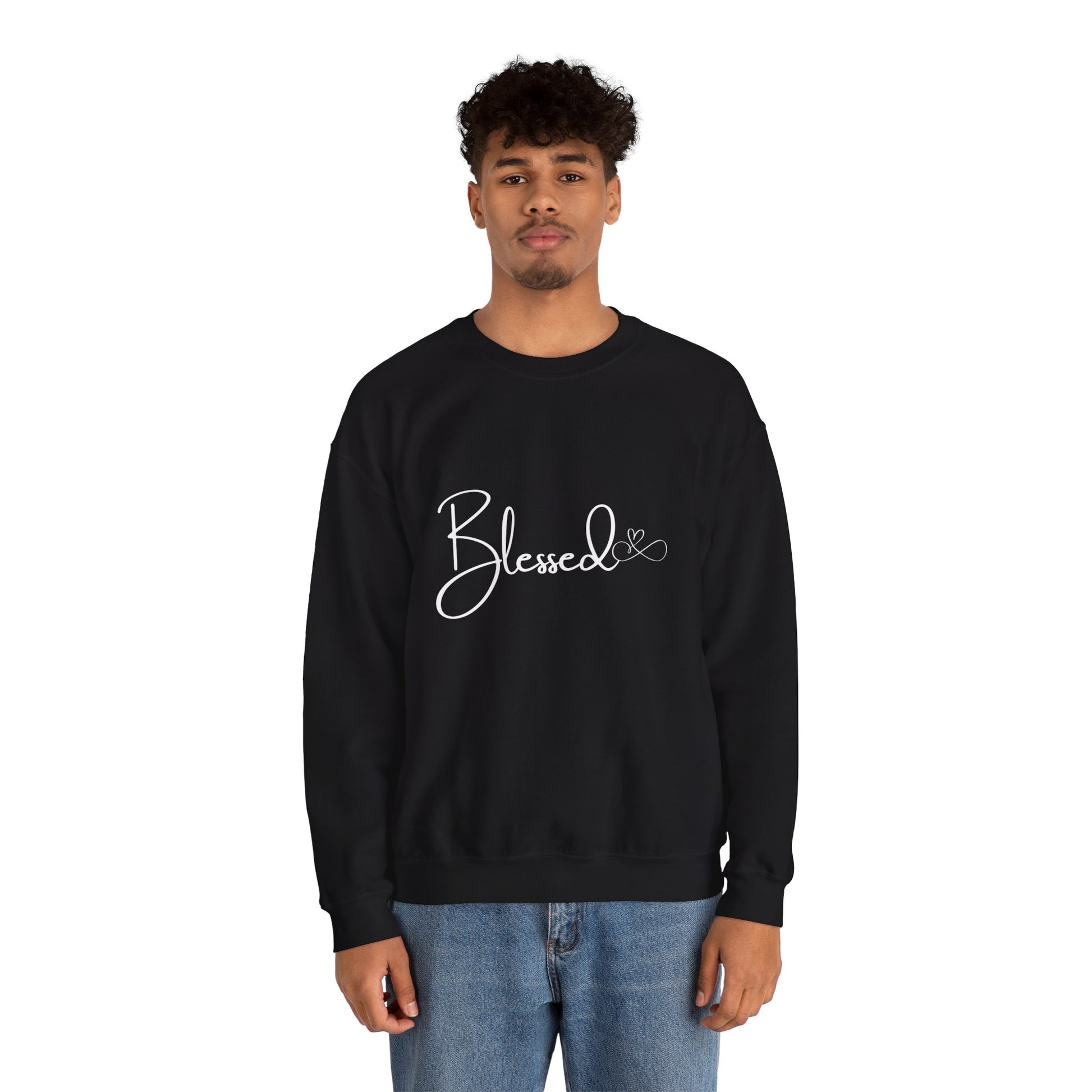 Black Blessed crewneck sweatshirt cotton-polyester blend all seasons