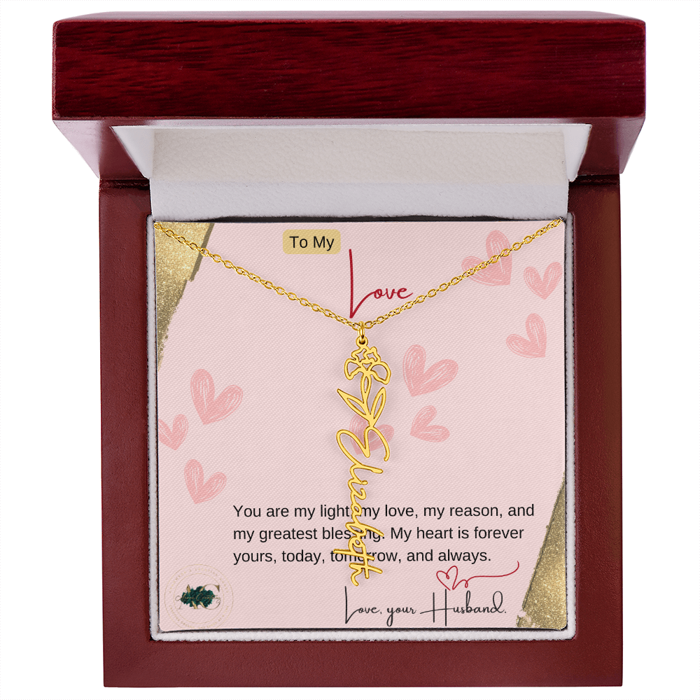 Custom Name Necklace with Personalized Message Card – Elegant Gift for Loved Ones