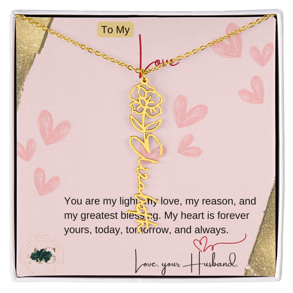 Custom Name Necklace with Personalized Message Card – Elegant Gift for Loved Ones